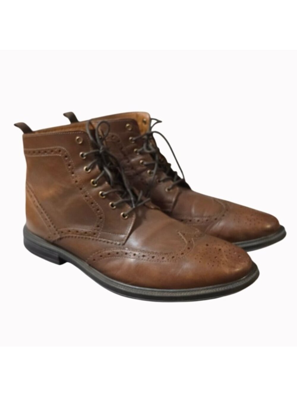 Stafford Deacon Men's Leather Wingtip Brogue Boots Brown Size 13M F21668 Great C